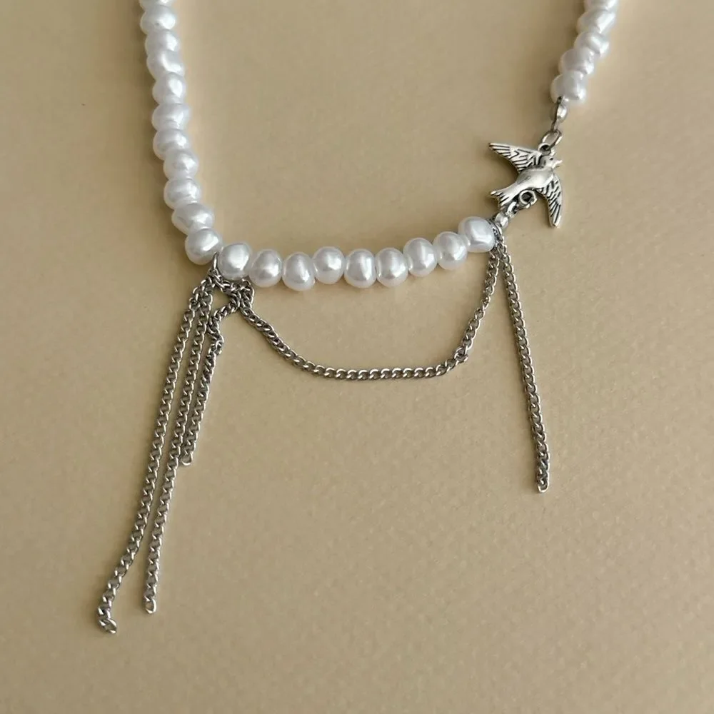 Pearl bird necklace #2319